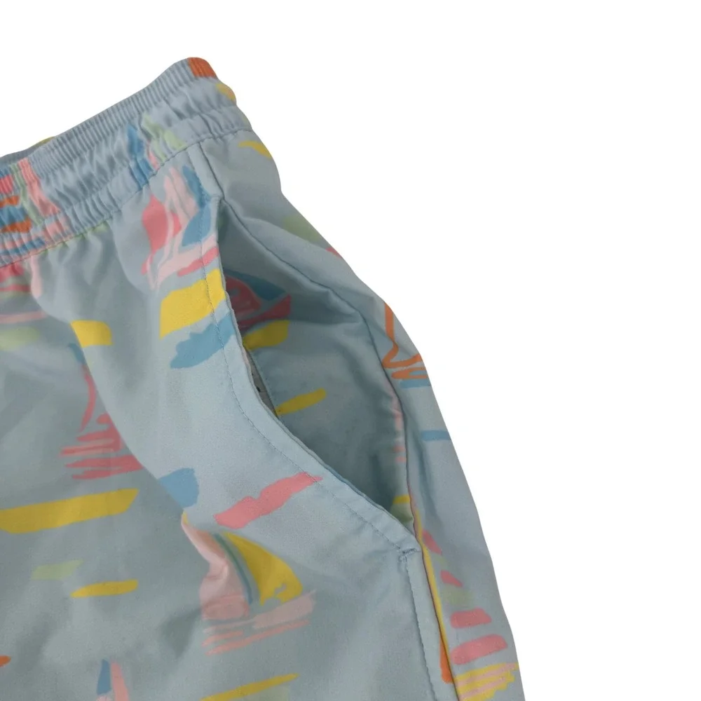 The Beaufort Bonnet Company Mens Sailboat Swim Trunks Blue Pastel Shorts‎ Sz XL